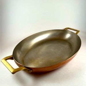 Limited Edition Paul Revere Vintage Copper Oval Au Gratin with Brass Handles